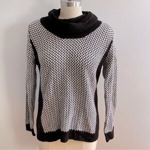 Calvin Klein Cowl Neck Knit Sweater- Black and White- Size Medium